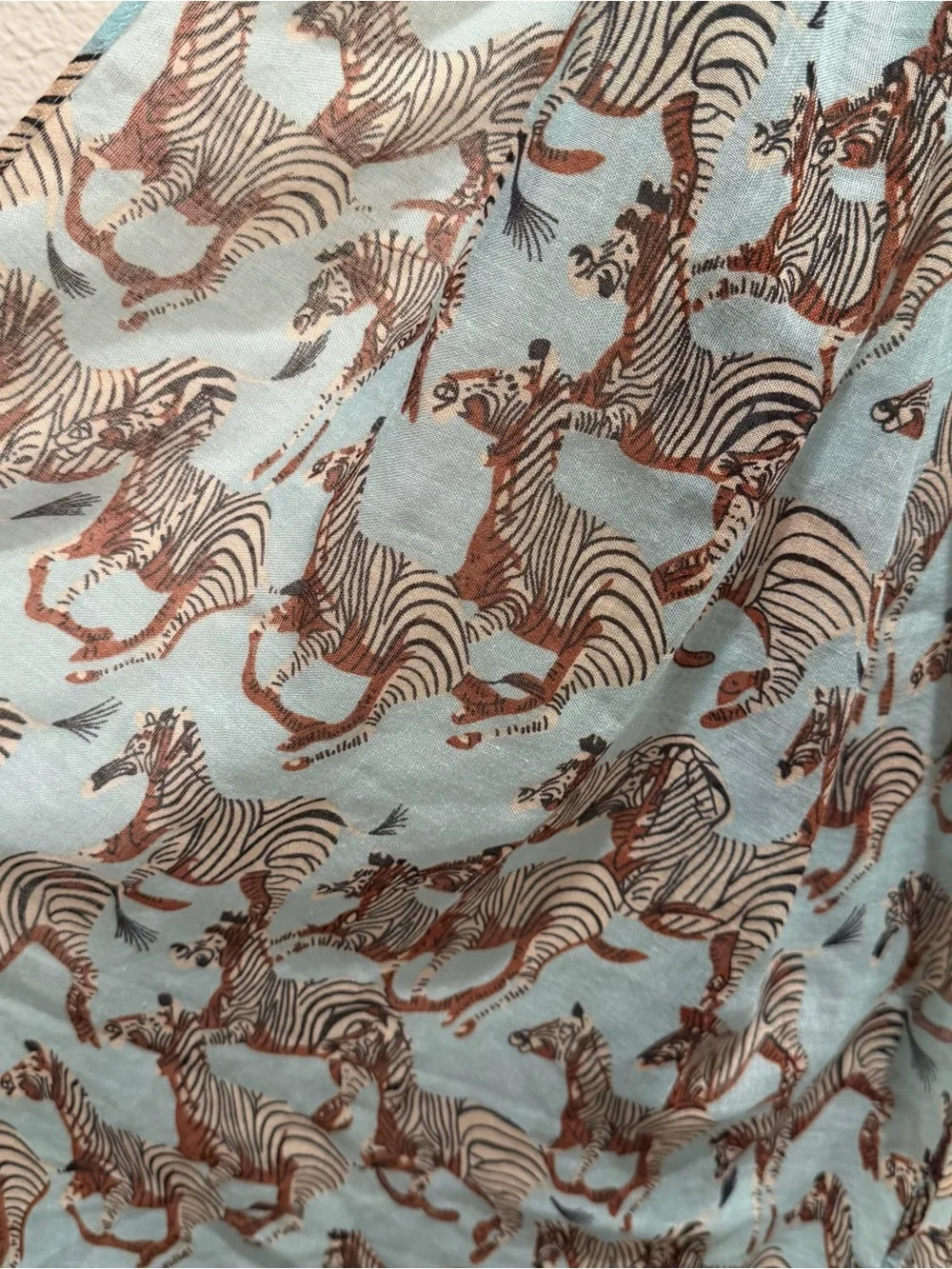 Light Blue Zebra-Print Scarf & Wrap in Brown Accent